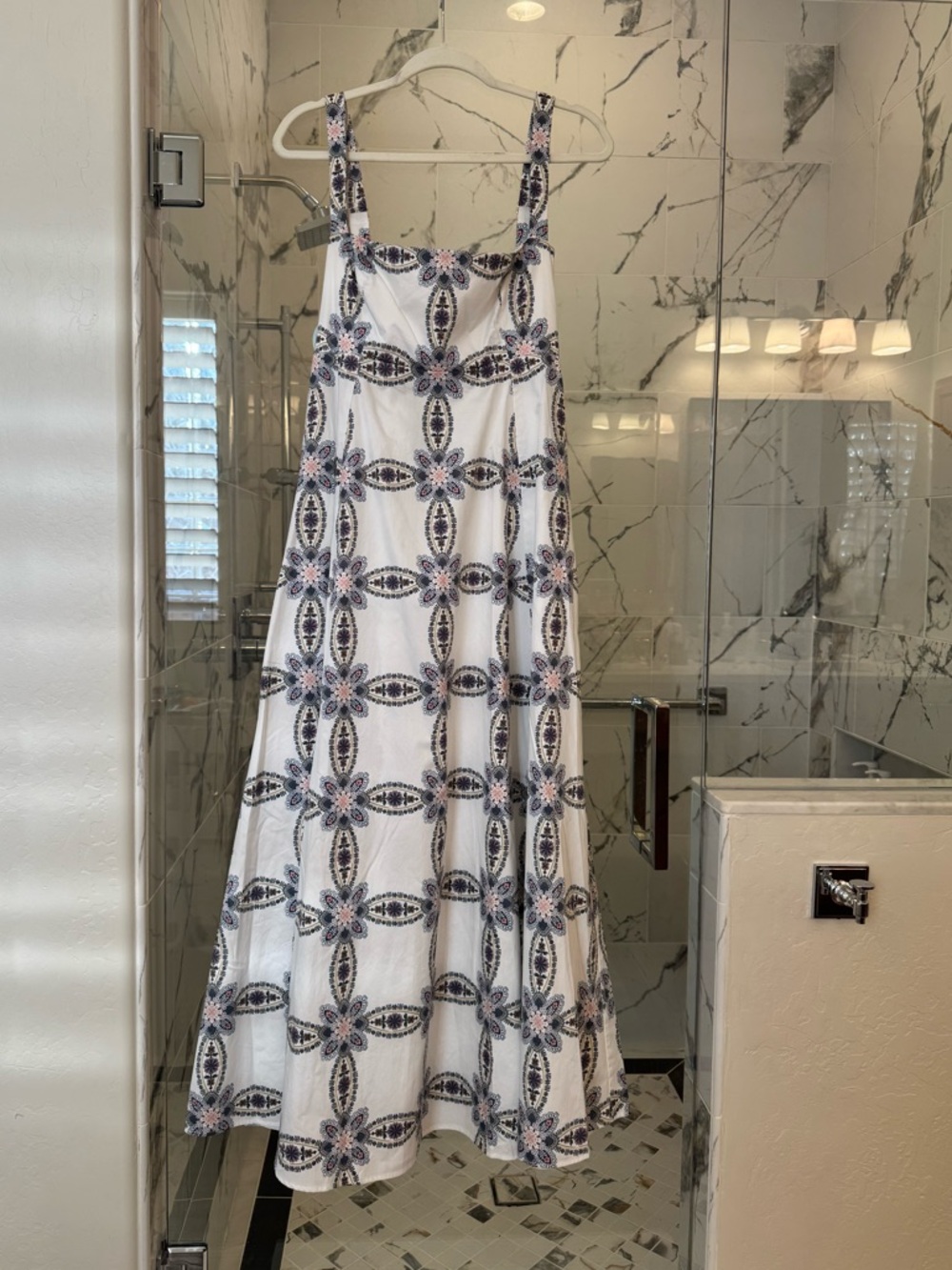 Hill House White Sleeveless Floral Medallion Maxi Dress